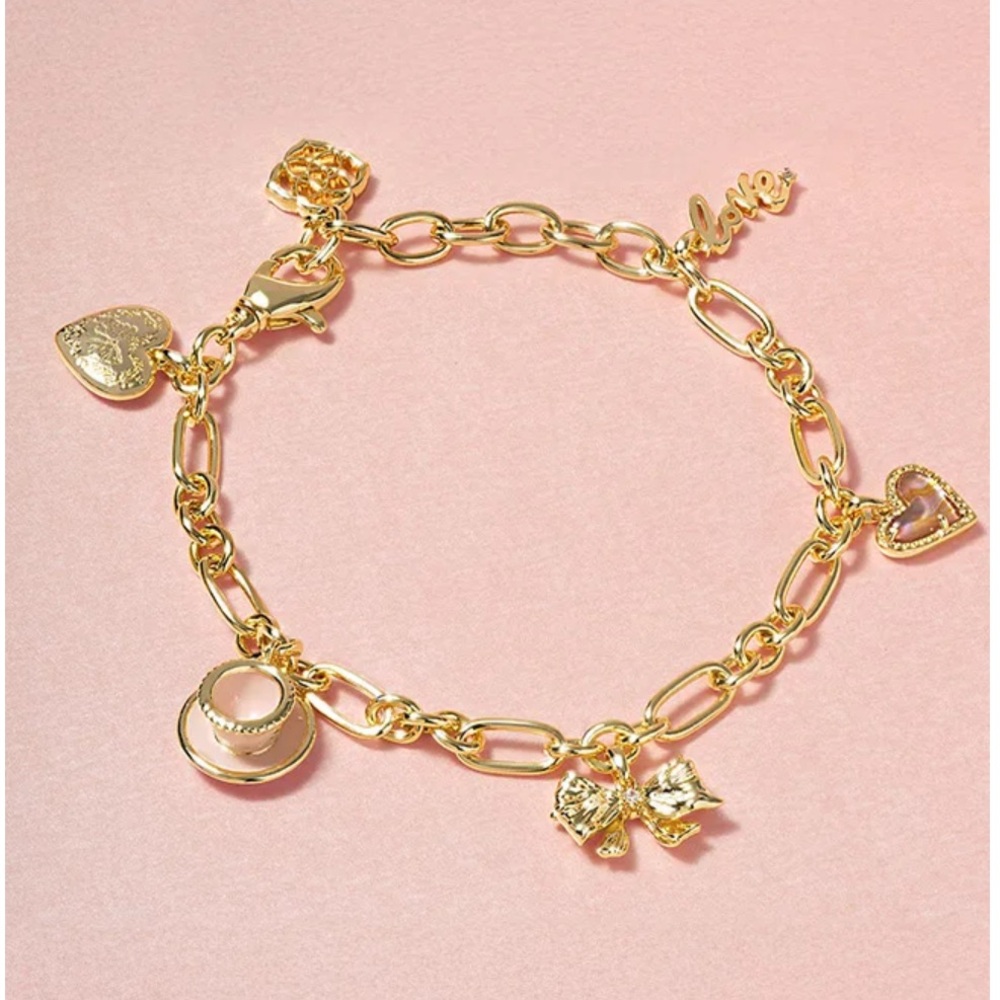 SOLD⭐️Love Shack Fancy x Kendra Scott Charm Bracelet w/Heart Bow Accents NWT